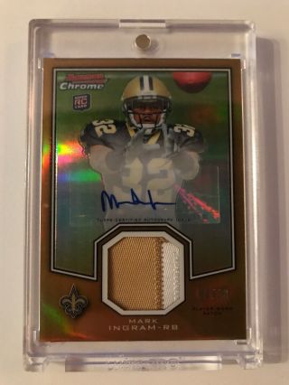 2011 Bowman Chrome Mark Ingram Gold Refractor Rookie Preview Auto Patch /10