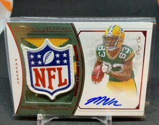 2018 National Treasures Red Marquez Valdes - Scantling Nfl Shield Patch Auto 1/1
