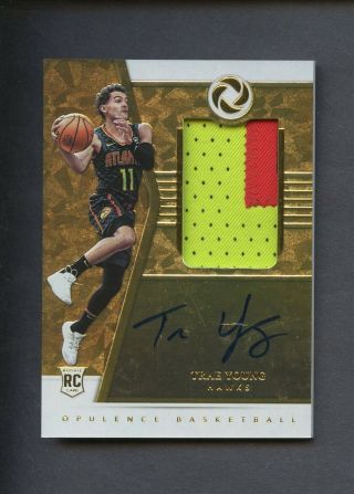 2018 - 19 Panini Opulence Trae Young Rpa Rc Rookie Patch Auto 10/25 Hawks