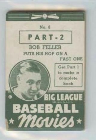 1937 Goudey Big League Thum Movie R326 8 - 2 Bob Feller Cleveland Vg - Ex