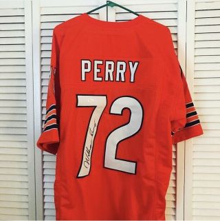 William Perry Chicago Bears Signed Autograph Orange Football Jersey Jsa