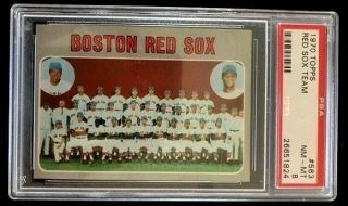 1970 Topps Baseball Card 563 Boston Red Sox Team Psa 8 Nm - Mt