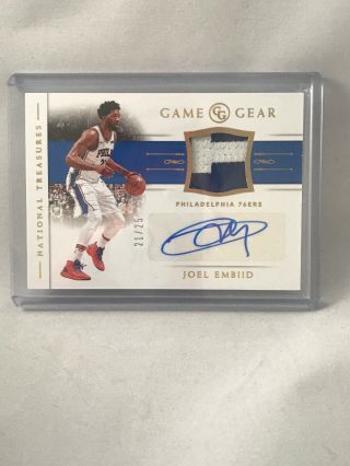 Jersey D 2018 - 19 National Treasure Joel Embiid Game Gear Patch Auto 21/25 76ers