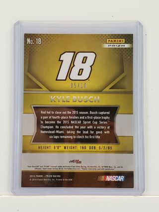Kyle Busch - 2016 Panini Prizm Gold Parallel 5/10 2