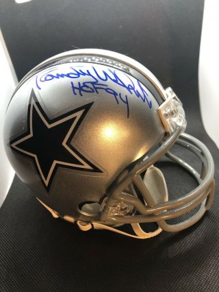 Randy White Signed Autographed Dallas Cowboys Mini Helmet With Leaf