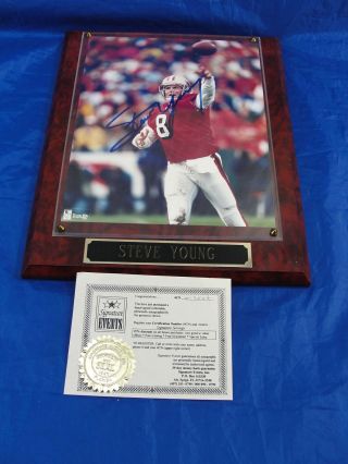 Steve Young Signed 8x10 Autographed Framed Photo Plaque San Francisco 49ers