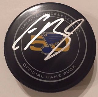 Colton Parayko Signed St Louis Blues 50th Anniversary Game Puck W/case