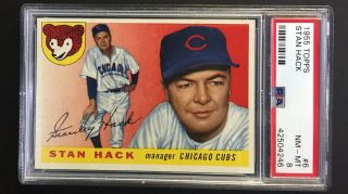 1955 Topps 6 Stan Hack Chicago Cubs Psa Nm/mt 8 Should Be A 9 Not Happy With It