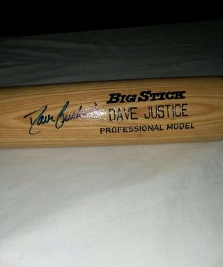 Dave Justice Autographed Signed Rawlings Adirondack Big Stick Baseball Bat Game