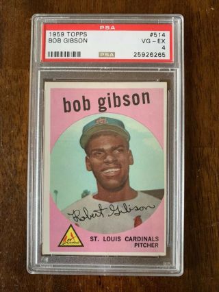 1959 Topps Bob Gibson 514 Rookie Card Psa 4.