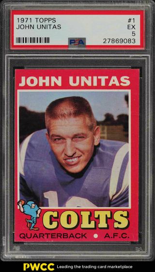 1971 Topps Football Johnny Unitas 1 Psa 5 Ex (pwcc)