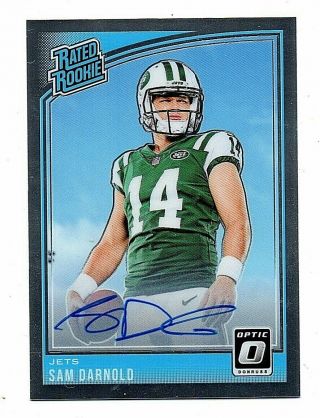 2018 Donruss Optic Sam Darnold Rc Rated Rookie Auto On - Card 50/50