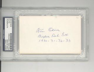 Tom Oliver Auto Autograph Signed Index Card Psa Dna 1930 - 1933 Boston Red Sox
