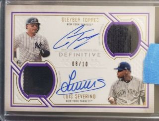 2019 Topps Definitive Luis Severino Gleyber Torres Yankees Patch Auto 8/10