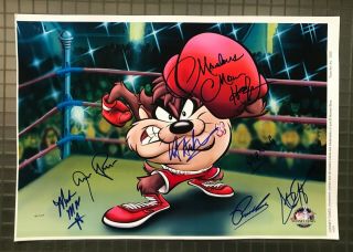Boxing Greats 7x Multi Signed 12x18 Looney Tunes Print W/ Hagler Arguello Pryor