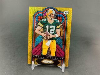 2018 Panini Prizm Football Aaron Rodgers Stained Glass Gold Parallel Sp 9/10