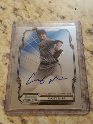 Casey Mize 2019 Bowman Sterling Rookie On Card Auto Detroit Tigers