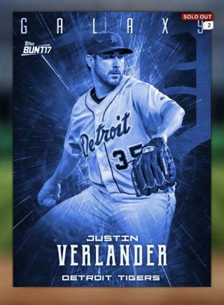 2017 Topps Bunt Justin Verlander Tigers Blue Galaxy Redemption 4cc Digital Card