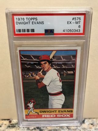 1976 Topps 575 Dwight Evans Graded Psa 6 Boston Red Sox