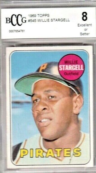 Willie Stargell 1969 Topps 545 Card Pittsburgh Pirates Hall Of Fame Hof Bccg 8