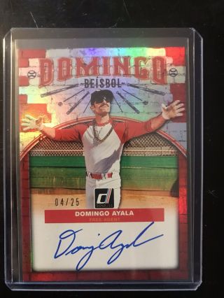 2019 Donruss Baseball DOMINGO AYALA Beisbol 04/25 AUTO On Card AUTOGRAPH RED SP 2