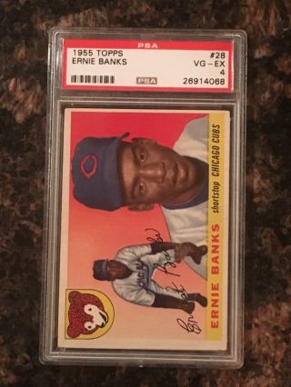 1955 Topps Ernie Banks Chicago Cubs 28 Baseball Card Psa 4
