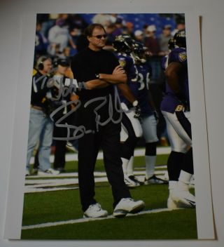 Authentic Brian Billick Baltimore Ravens Signed Color Photo 8 X 10