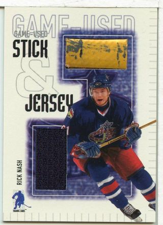 Rick Nash 2003 - 04 Bap Memorabilia Game Stick & Jersey Real Kcct247