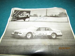 Vintage Racing Signed Black And White Photo Of Rick Newsom