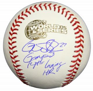 Geoff Blum Signed 2005 World Series Baseball W/game 3,  14th Inning Hr - Schwartz