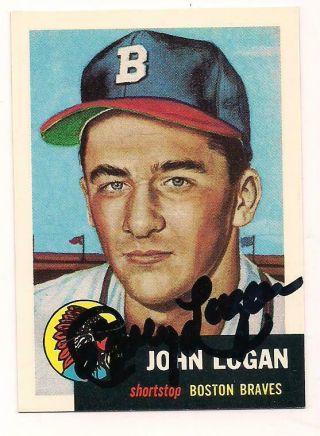 1953 Topps Archives (1991) Auto John Logan Boston Braves