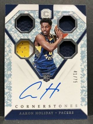 Aaron Holiday 2018 - 19 Cornerstone 171 Rookie Crystal Quad Rc Patch Auto 41/75