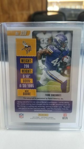 MIKE BOONE - 2018 PANINI CONTENDERS - ROOKIE AUTOGRAPH - VIKINGS - 2