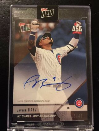 2018 Topps Now Javier Baez As - 4c All - Star Game Nl Starter Auto Asg 16/49 Cubs
