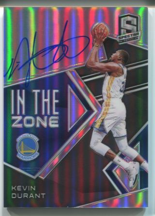 2018 - 19 Kevin Durant Panini Spectra Auto In The Zone Autograph /49 Warriors Nets