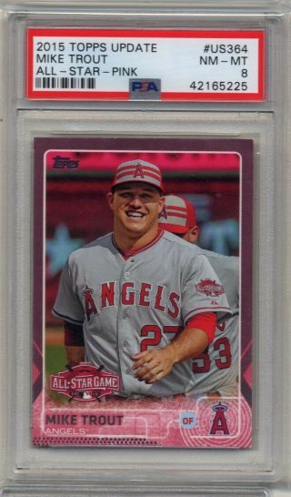 2015 Topps Update Us364 Mike Trout Pink 47/50 Psa 8 Nm - Mt