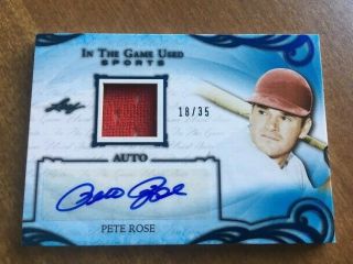 2019 Leaf In The Game Pete Rose Blue Parallel Jersey Auto 18/35