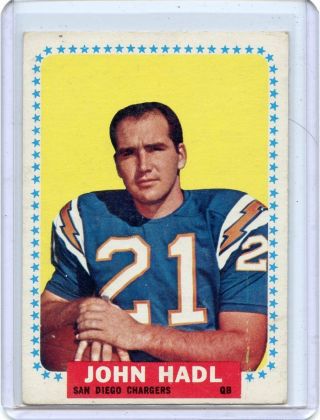 1964 Topps Football 159 John Hadl Rookie Card Rc,  San Diego Chargers,  100318