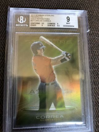 Carlos Correa 2013 Bowman Sterling Prospects Gold Refractor /50 Bgs 9