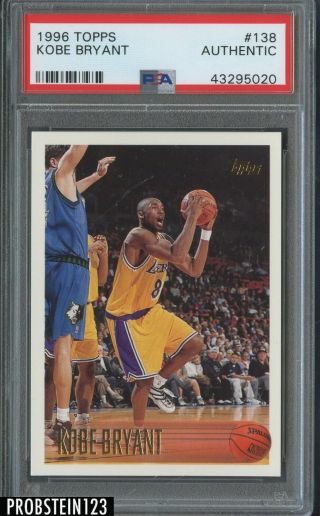 1996 - 97 Topps 138 Kobe Bryant Los Angeles Lakers Rc Rookie Psa Authentic