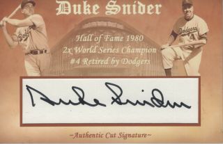 Duke Snider Custom 1/1 Art Card With Cut Signature Autograph Auto Dodgers Hof