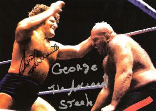 Bruno Sammartino Vs George Steele Signed 8x10 2 W/coa