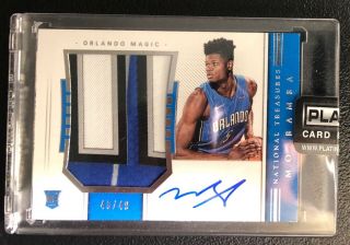 2018 - 19 National Treasures Mo Bamba Rpa Rookie Patch Auto Rc /49
