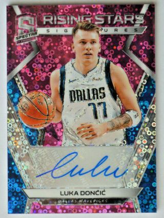 2018 - 19 Luka Doncic Panini Spectra Rc Rookie Auto Neon Pink 