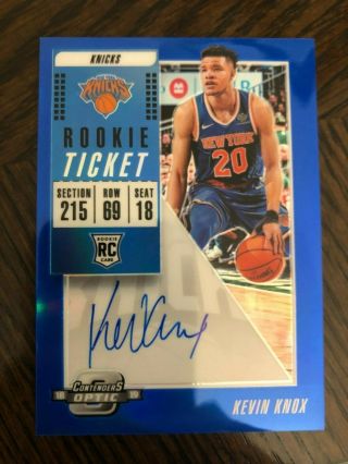 2018 - 19 Contenders Optic Kevin Knox Rookie Ticket Blue Prizm Rc Auto /49 Knicks