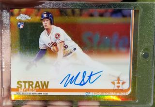 2019 Topps Chrome Rookie Autograph Gold Refractor Myles Straw 02/50 Auto Astros