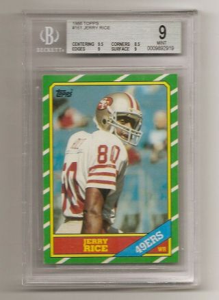 1986 Topps 161 Jerry Rice Rc Bgs 9,  Hof San Francisco 49ers Rookie