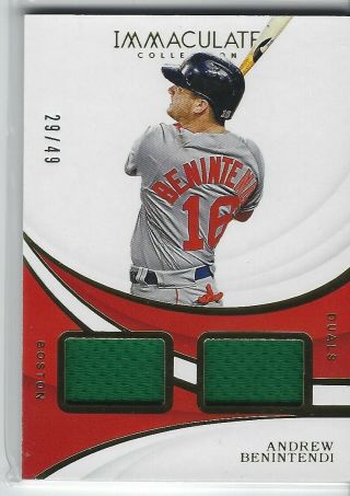 Andrew Benintendi /49 2019 Immaculate Dual Relic Game Boston Red Sox