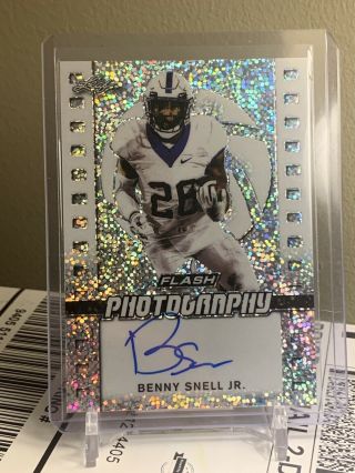 Benny Snell Jr.  2019 Leaf Flash Photography Rookie On Card Auto Steelers