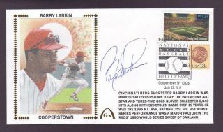 Barry Larkin Signed Cooperstown Gateway Cachet First Day Cover Autographed Reds
